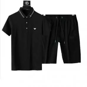 emporio armani manche courte survetement grandes marques  logo graphic t-shirt shorts noir